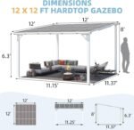 Aecojoy 12 ft x 12 ft White Aluminum Pergola with Canopy - Image 4