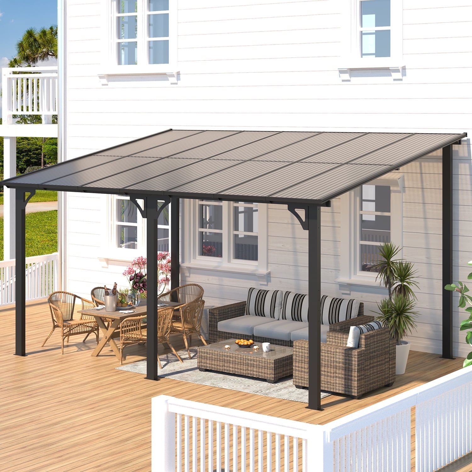 AECOJOY-10-x-14-Hardtop-Gazebo-Outdoor-Aluminum-Pergola-for-Garden-Patio-Backyard-Gray_6038bb84-87e3-4f4a-b94d-351df7a1e8ee.6e06ac4c2c92f48001db75605255bd64 Aecojoy 10 ft. x 14 ft. Dark Gray Aluminum Patio Cover - Image 1