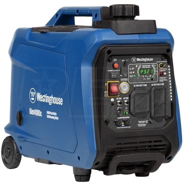 igen4000c_153252_1000_c6f6543673935628a205fa77ae0bb570 4,000-Watt Gas Powered Portable Inverter Generator with Recoil Start, LED Data Center - Image 1